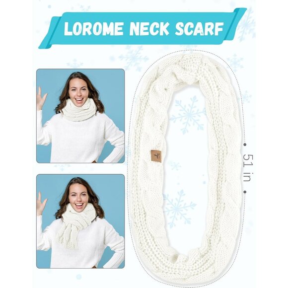 Women Ivory Knit Beanie Hat, Gloves, Scarf & Ear Warmer Set - Winter - Picture 4 of 6